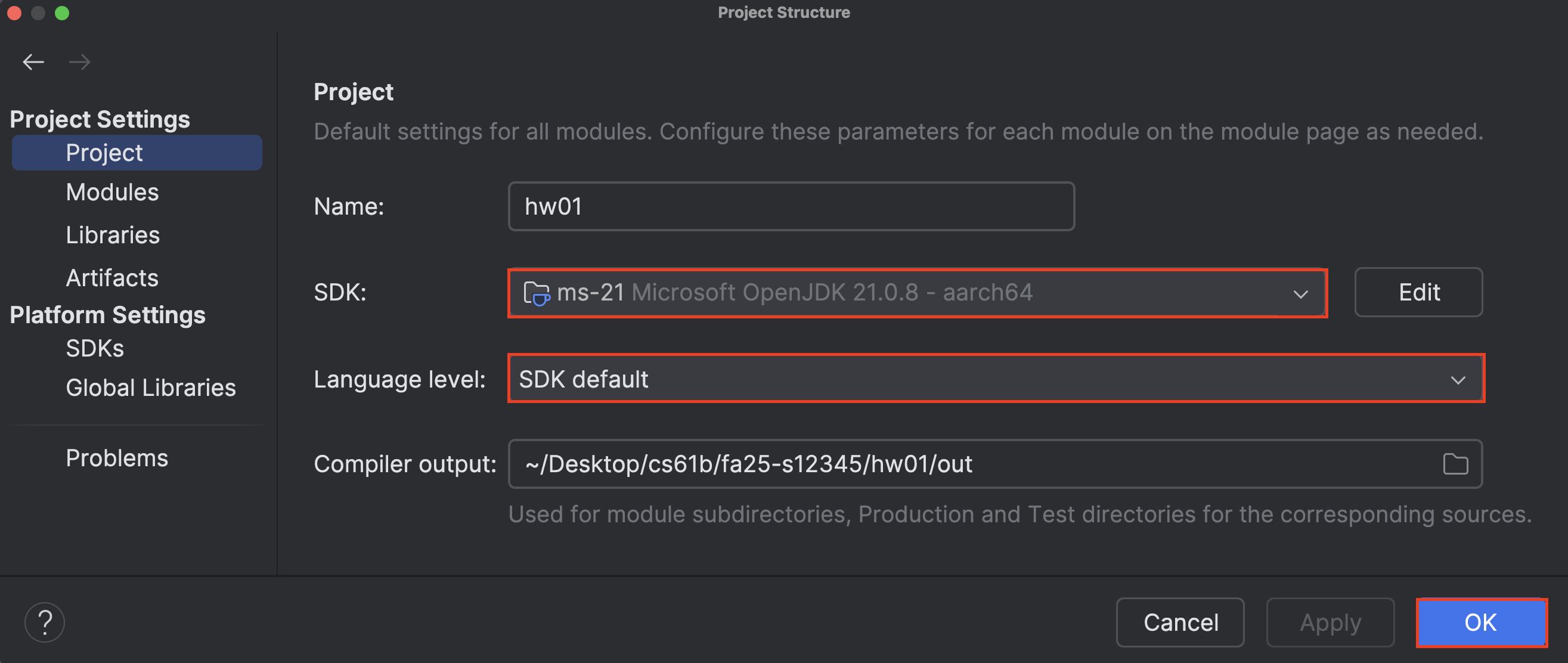 Select JDK