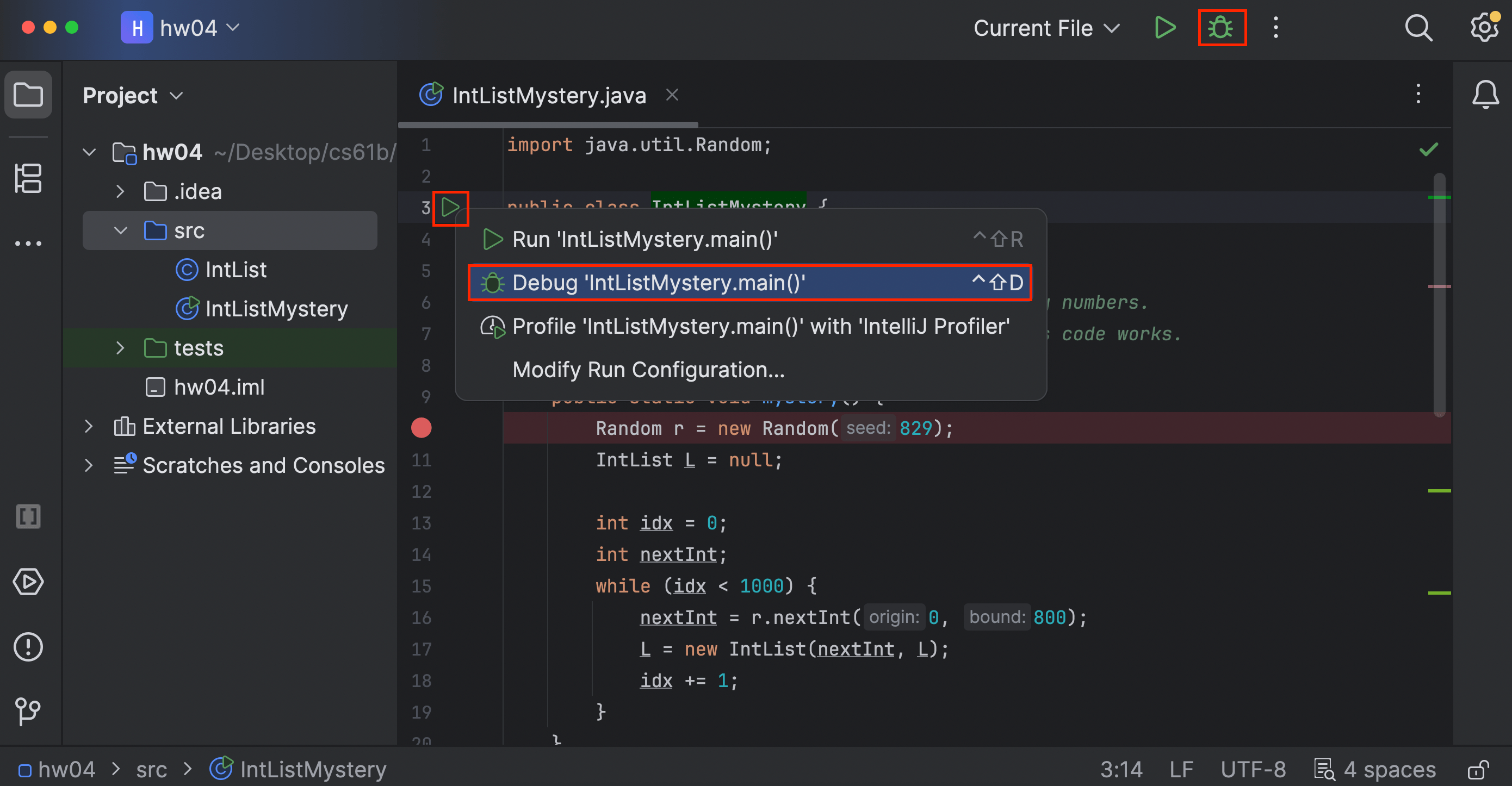 run debugger