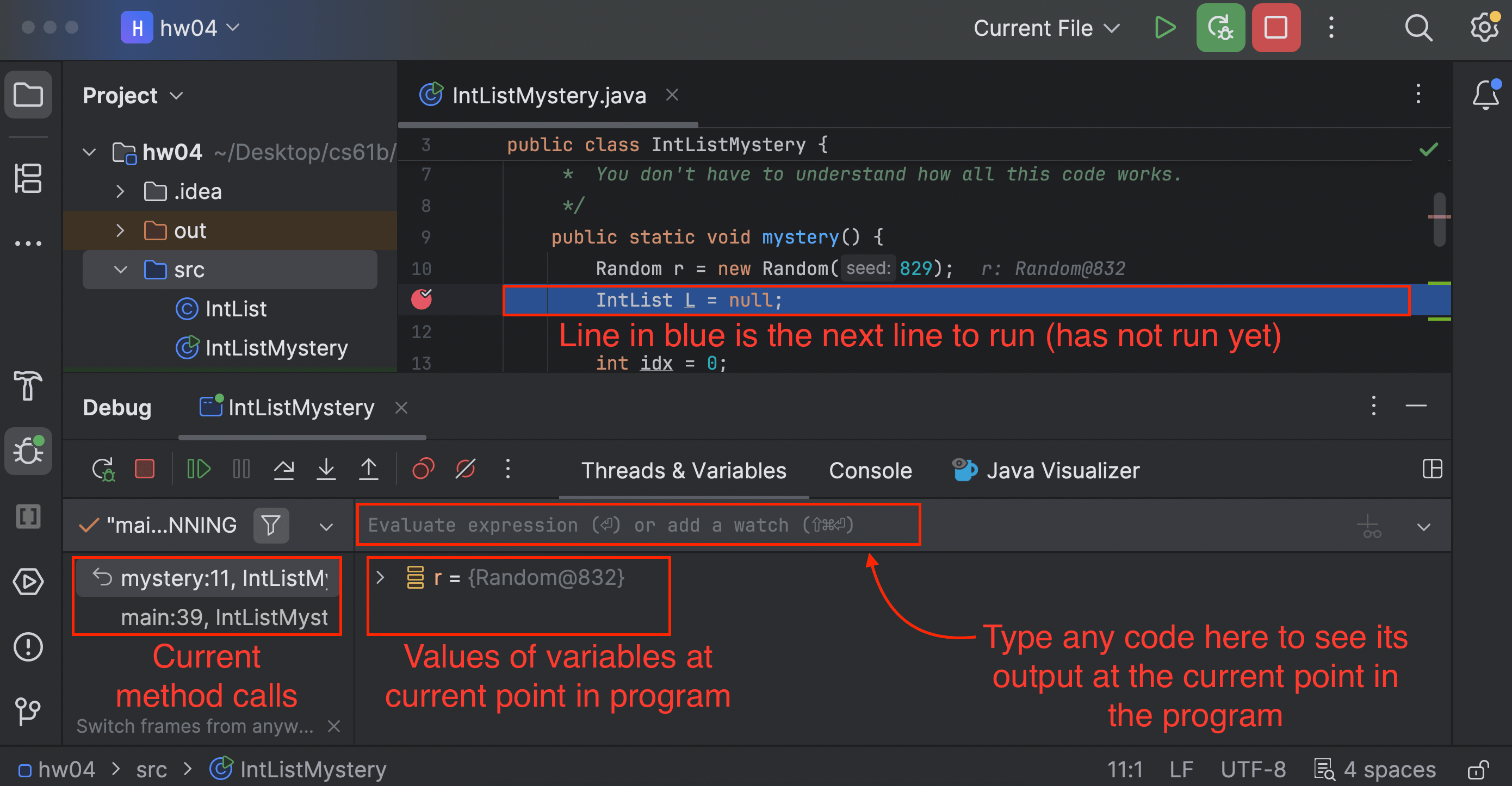 debugger session