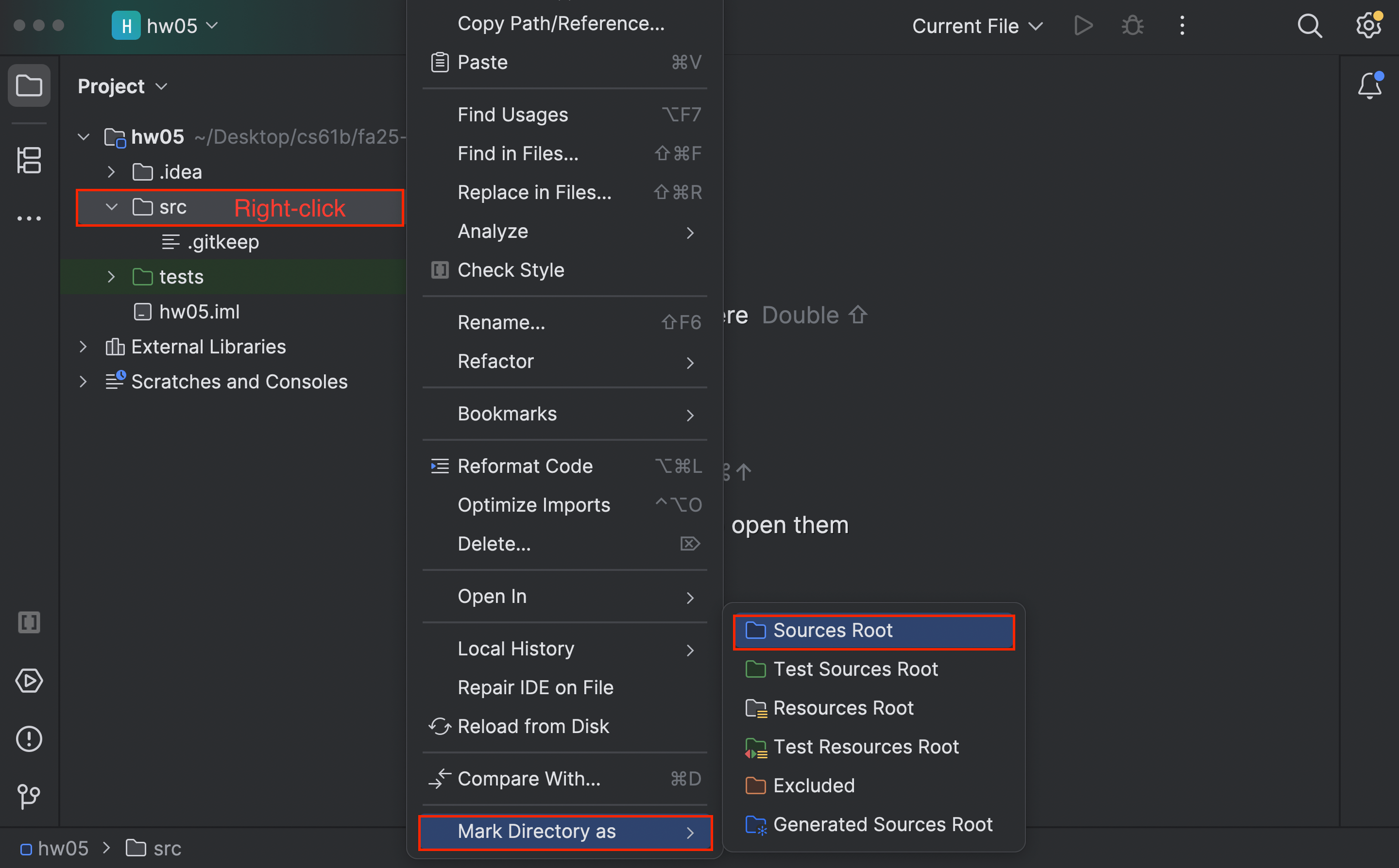 Mark source directory