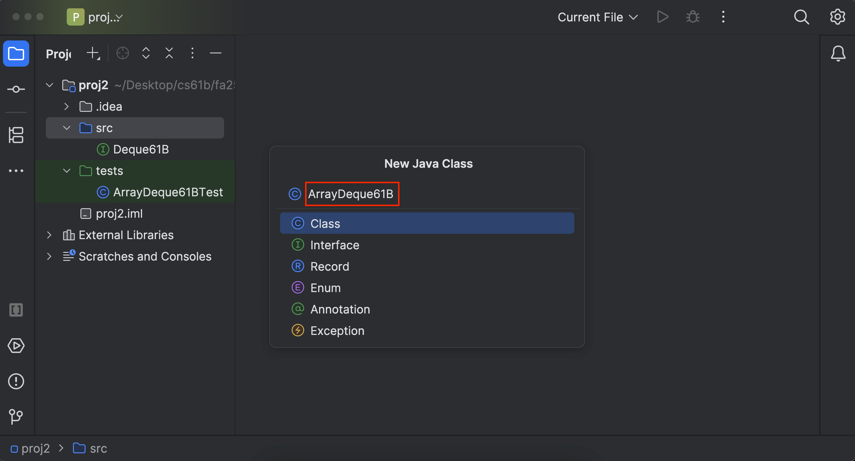 Name class LinkedListDeque61B