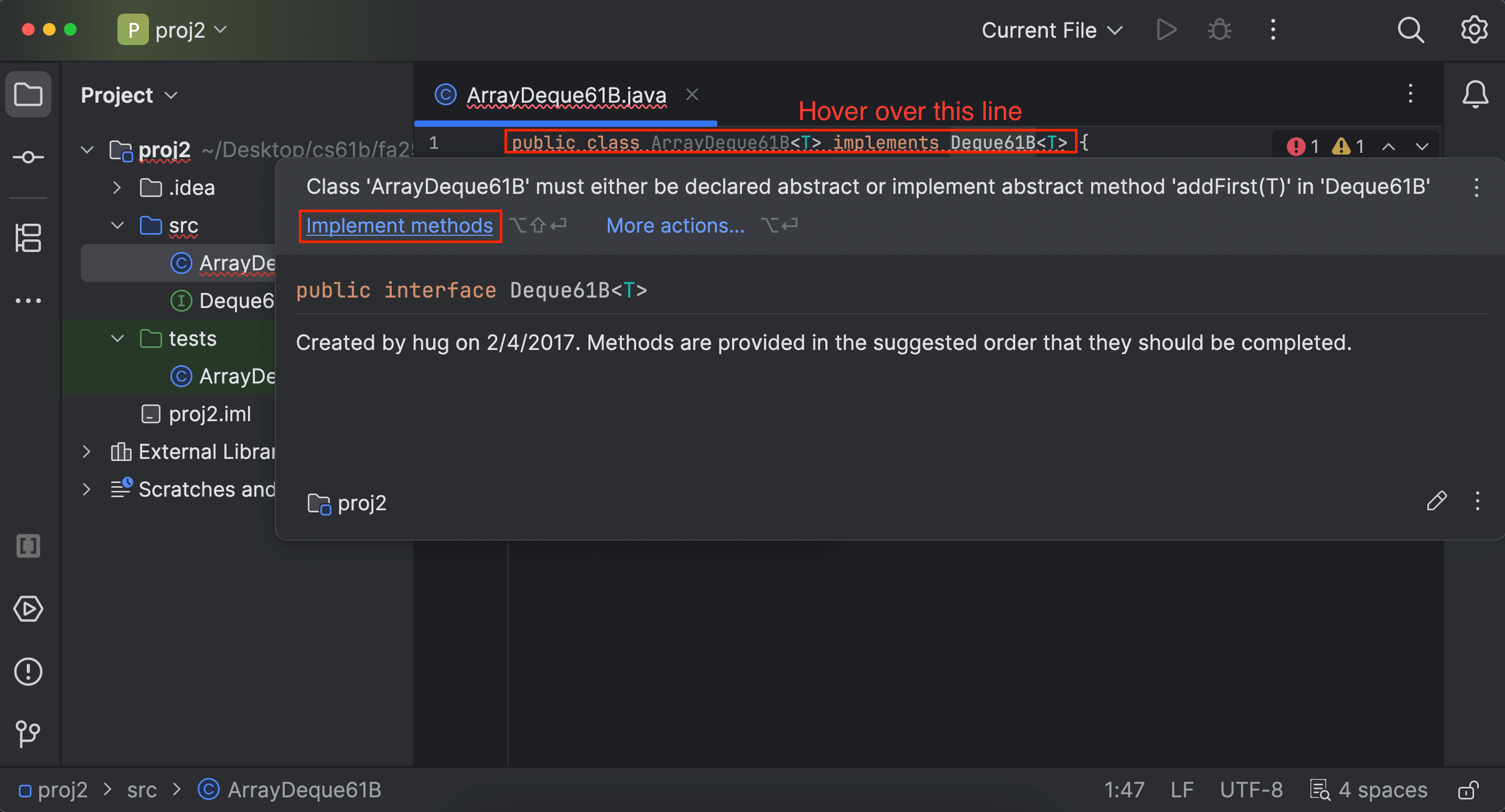 Click Implement Methods