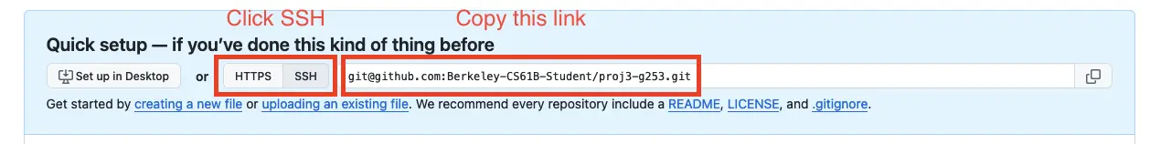 Copy SSH link.